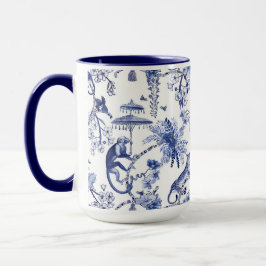 Chinoiserie Chic Dschungel | Blau und Weiß groß Tasse