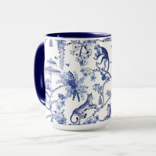 Chinoiserie Chic Dschungel   Blau und Weiß groß Tasse
