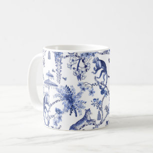 Chinoiserie Chic Dschungel Blau und Weiß Kaffeetasse