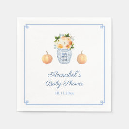 Chinoiserie Chic Fall Orange und Navy Baby Dusche Serviette