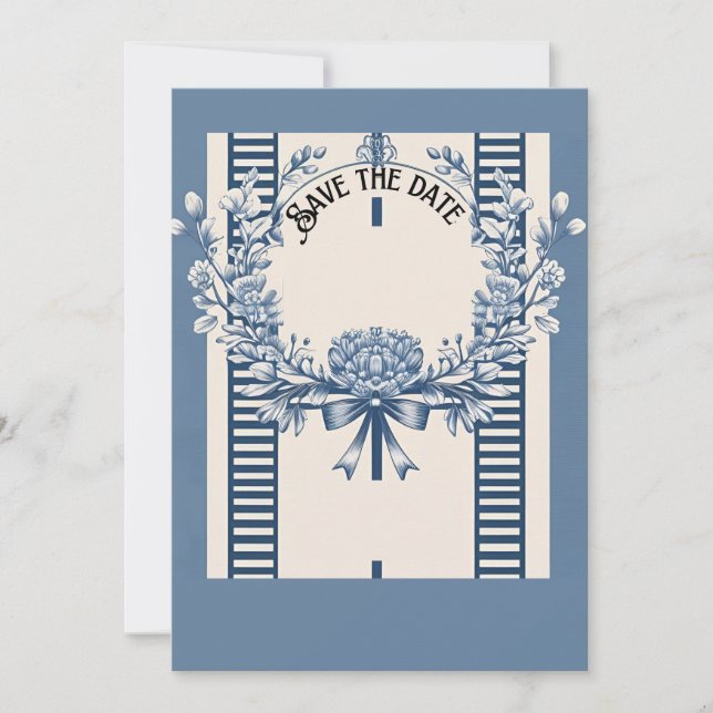 Chinoiserie Chic Flat Save the Date Card (Vorderseite)