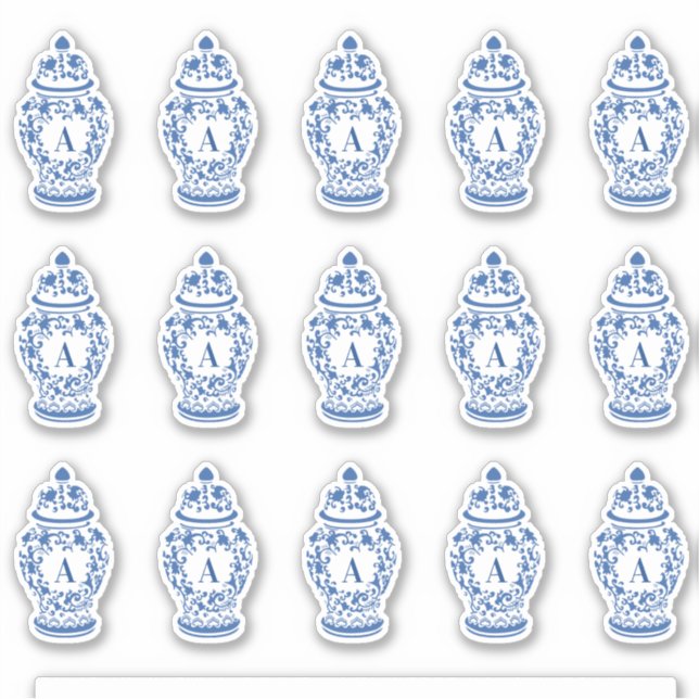 Chinoiserie Chic GingerJar Monogram Sticker (Vorderseite)