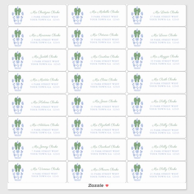 Chinoiserie Chic Holiday Cards Adresse Aufkleber (Blatt)