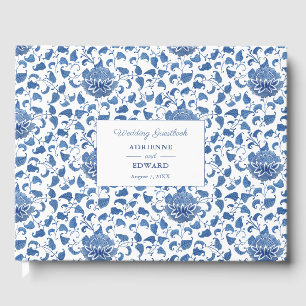 Chinoiserie Chic Klassisch Blaue Hochzeit Gästebuch