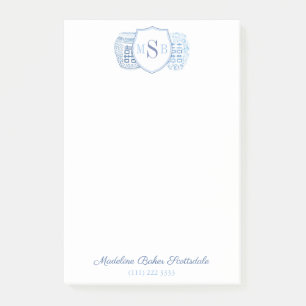 Chinoiserie Chic Ladys Blue and White Monogram Post-it Klebezettel