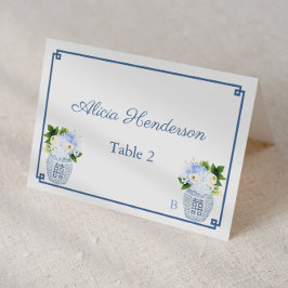 Chinoiserie Chic Navy White Wedding Platzkarte Tischnummer