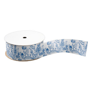 Chinoiserie Chic Pagoda Blau und Weiß Ripsband