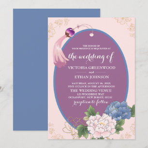 Chinoiserie Chic Peonies & Tassel Wedding Einladung