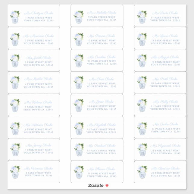 Chinoiserie Chic Polterabend Gastadresse Aufkleber (Blatt)