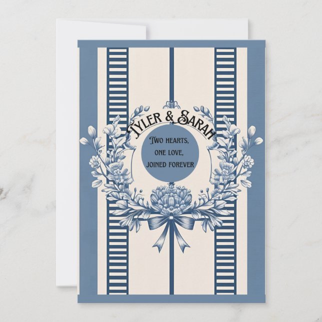 Chinoiserie Chic Wedding Einladung | Blau (Vorderseite)