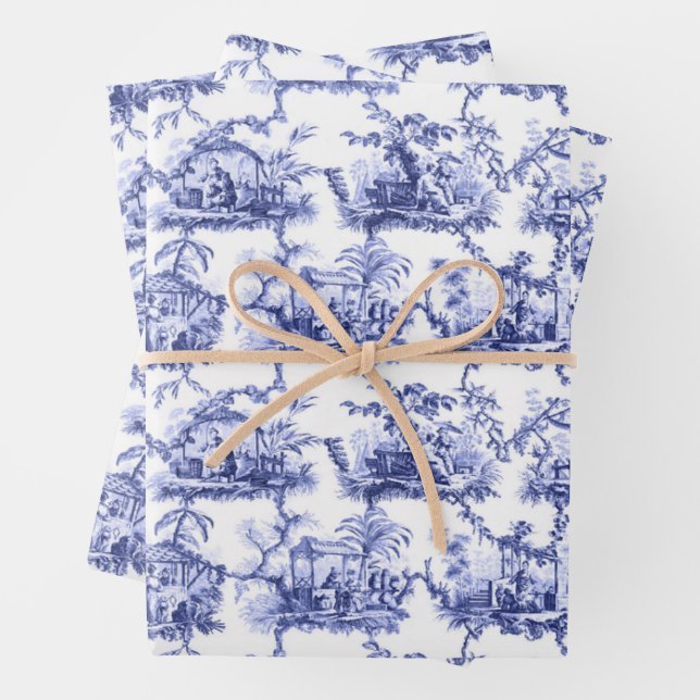 Chinoiserie China Blue Geschenkpapier Set (Beispiel)