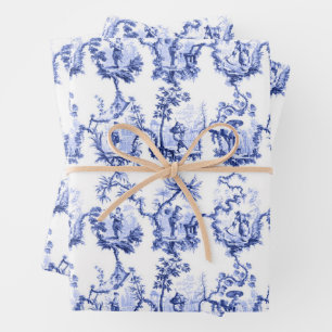 Chinoiserie China Blue Wrapping Paper Sheets Geschenkpapier Set