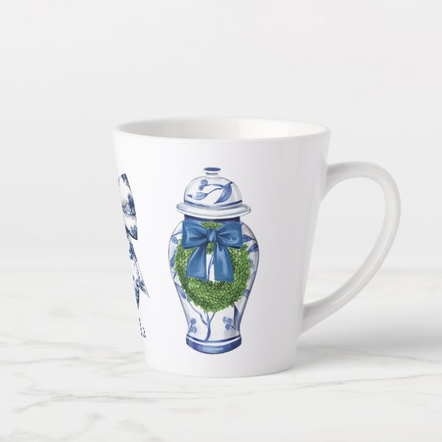 Chinoiserie Christmas Ginger Jar mit Bow Milchtasse (Rechts)