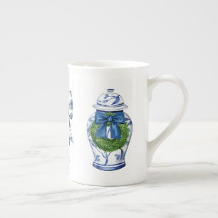 Chinoiserie Christmas Ginger Jar mit Bow Prozellantasse