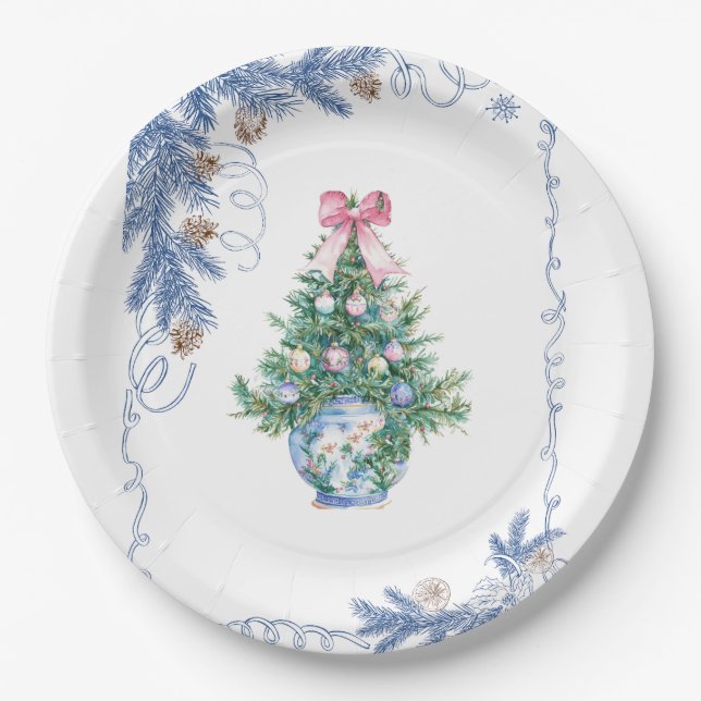 Chinoiserie Christmas Paper Plate Pappteller (Vorderseite)
