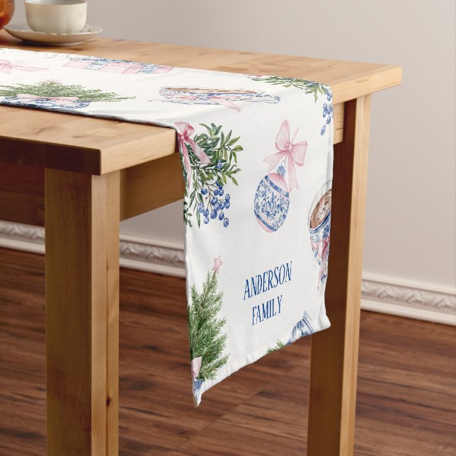 Chinoiserie Christmas Table Runner Kurzer Tischläufer (Beispiel)