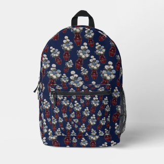 Chinoiserie Chrysanthemen Vasen Navy Blau Bedruckter Rucksack