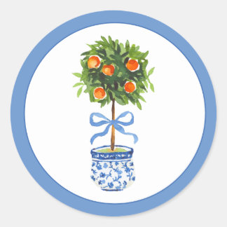Chinoiserie Citrus Topiary Runder Aufkleber