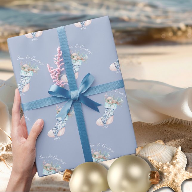 Chinoiserie Coastal Grandma Strumpf Geschenkpapier (Chinoiserie Coastal Grandma Stocking Wrapping Paper)