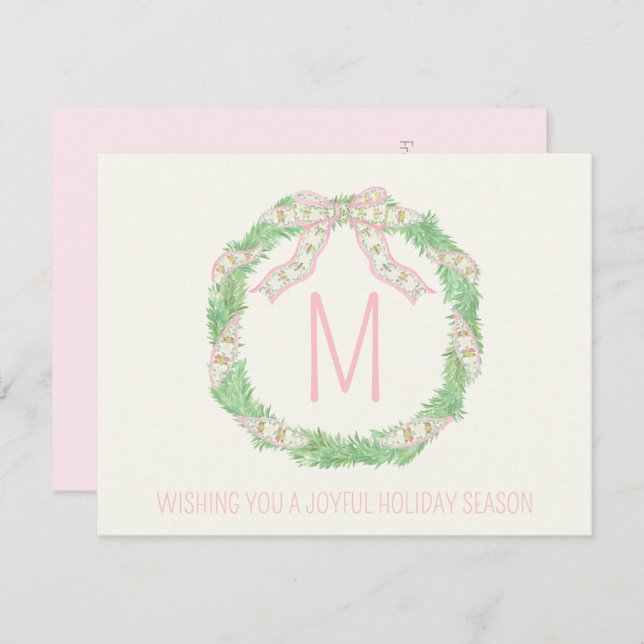 Chinoiserie Coquette Weihnachtskranz Mitteilungskarte (Vorne/Hinten)