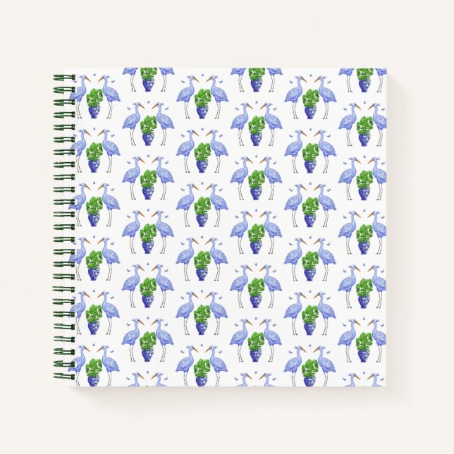 Chinoiserie Crane und Monstera Spirituosen Noteboo Notizbuch (Vorderseite)