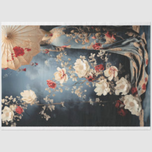 Chinoiserie Dame mit einem Sonnenschirm stehend Po Seidenpapier