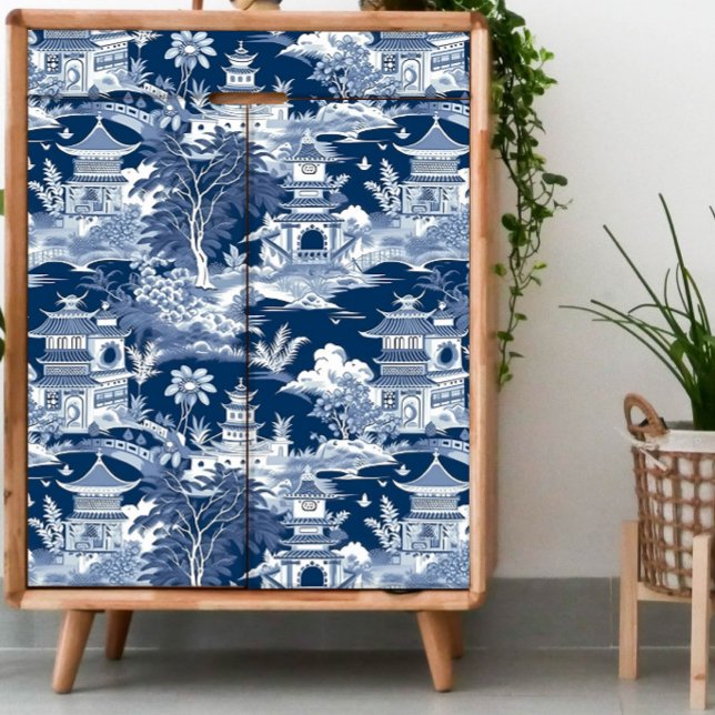 Chinoiserie Dark Blue und White Decoupage Seidenpapier (Von Creator hochgeladen)