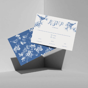 Chinoiserie Delft Blau Vögel Frühling RSVP Karte