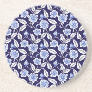 Chinoiserie Delft Blue Floral Porzellan Muster Getränkeuntersetzer