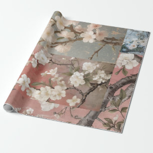 Chinoiserie Dusty Pinks & Blues Collage Geschenkpapier