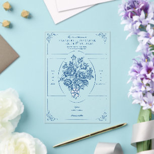 Chinoiserie Elegante Viktorianische Hochzeit Acryleinladungen