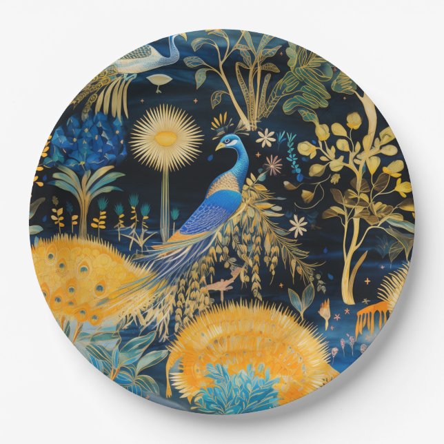 Chinoiserie Exotische Vögel Botanisches Muster (10 Pappteller (Vorderseite)