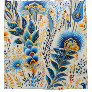 Chinoiserie Exotische Vögel Botanisches Muster (5) Duschvorhang