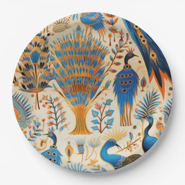 Chinoiserie Exotische Vögel Botanisches Muster (9) Pappteller (Vorderseite)