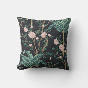 Chinoiserie exotische Vögel: Vintage-Bananenbaum-W Kissen