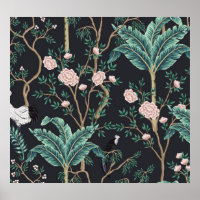 Chinoiserie Exotische Vögel: Vintage Bananenbaumau