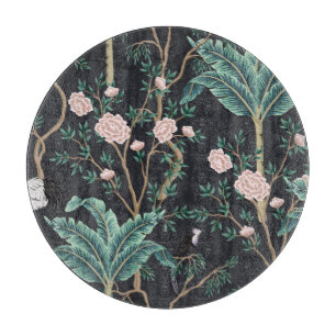 Chinoiserie Exotische Vögel: Vintage Bananenbaumau Schneidebrett