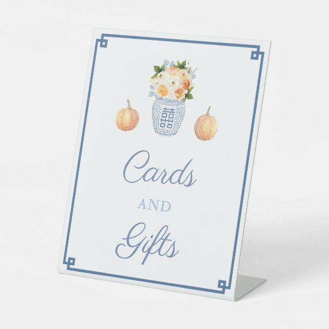 Chinoiserie Fall Blume Karten und Geschenke Hochze Sockelschild (Vorderseite)