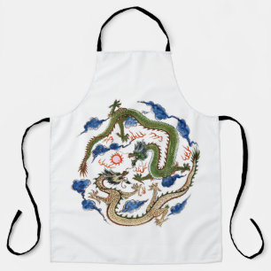 Chinoiserie Familie Verte Drachen Flammende Perle Schürze