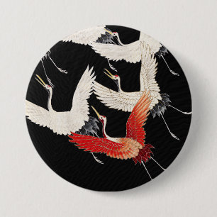 Chinoiserie Fliegender Kranich Zen Minimalistische Button