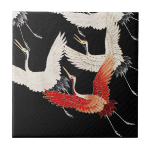 Chinoiserie Fliegender Kranich Zen Minimalistische Fliese