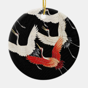 Chinoiserie Fliegender Kranich Zen Minimalistische Keramik Ornament