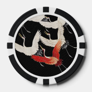 Chinoiserie Fliegender Kranich Zen Minimalistische Pokerchips