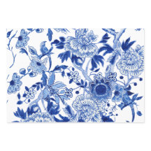 Chinoiserie Floral Bird Blue und White Decoupage