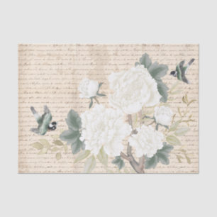 Chinoiserie Floral Birds Alte Handschrift Enttäusc Seidenpapier