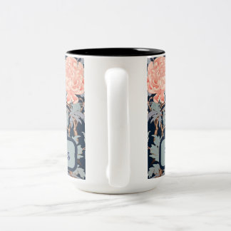 Chinoiserie Floral & Birds in Navy & Peach Zweifarbige Tasse