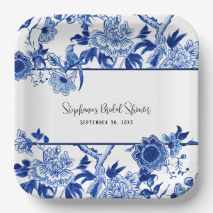 Chinoiserie Floral Blau und Weiß Bridal Pappteller