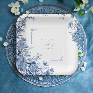 Chinoiserie Floral Border Wedding ID1094 Pappteller
