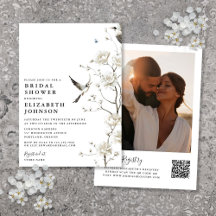 Chinoiserie Floral Foto QR Code Brautparty