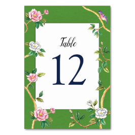 Chinoiserie Floral Green & White Tischnummer